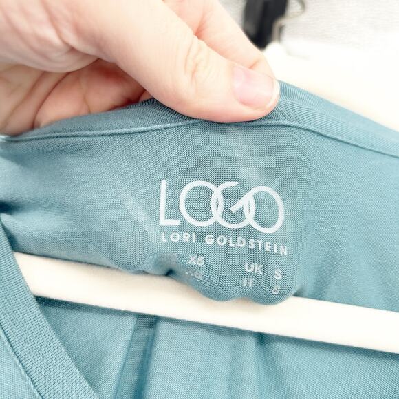 LOGO by Lori Goldstein Womens Lagenlook Lace Hem 3/4 Sleeve Tunic Blouse Size XS - Picture 3 of 5